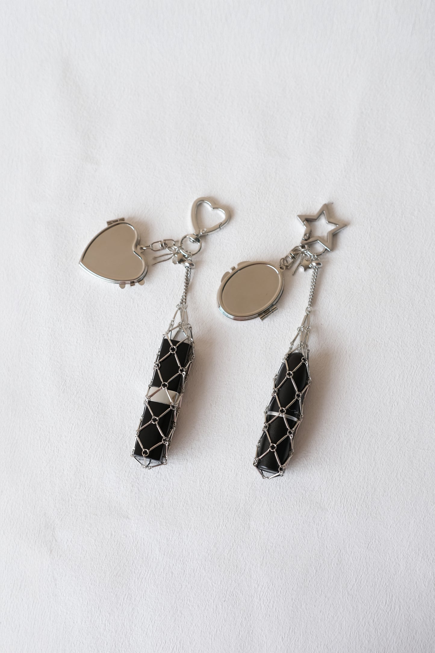 Classic Silver Lipstick Charm - Heart Shape