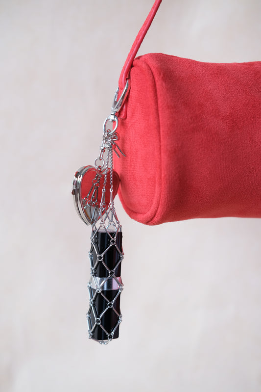 Classic Silver Lipstick Charm - Heart Shape