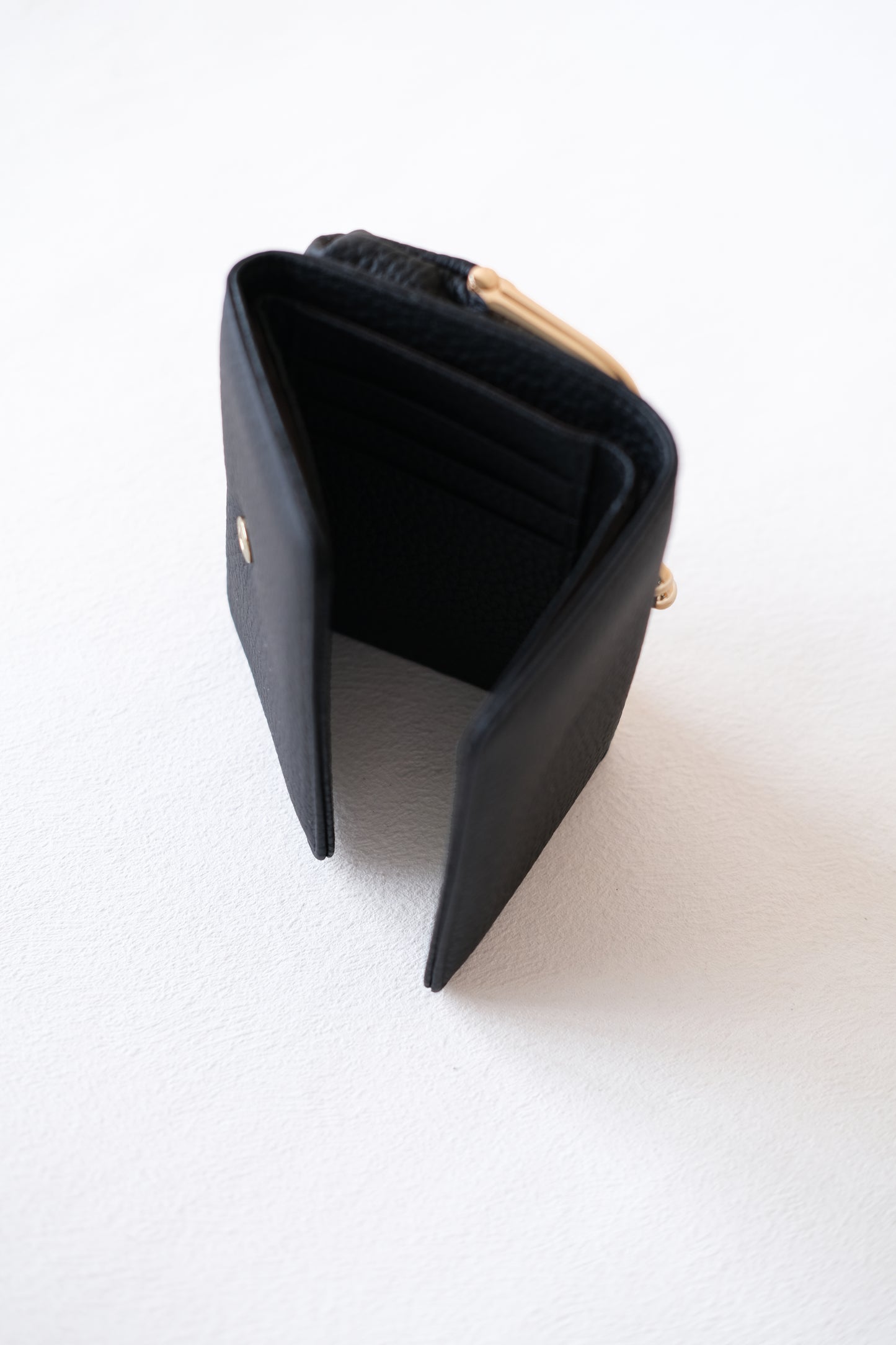 Signature Metal-Clasp Compact Wallet - Classic Black