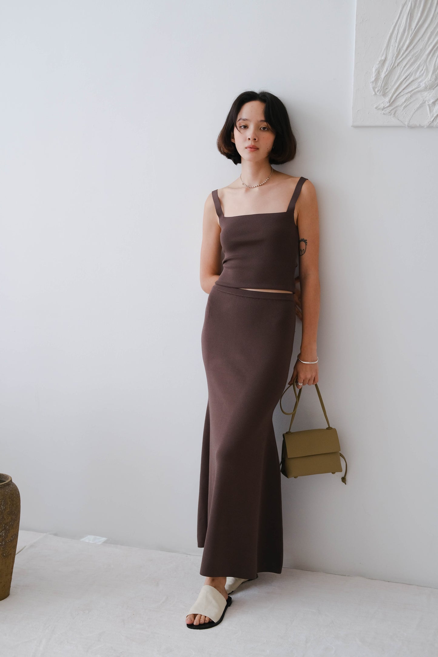 Fishtail skirt in Soot Color
