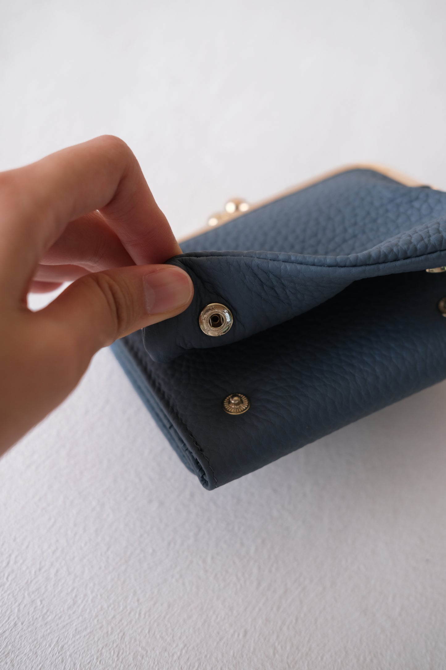 Signature Metal-Clasp Compact Wallet - Blue