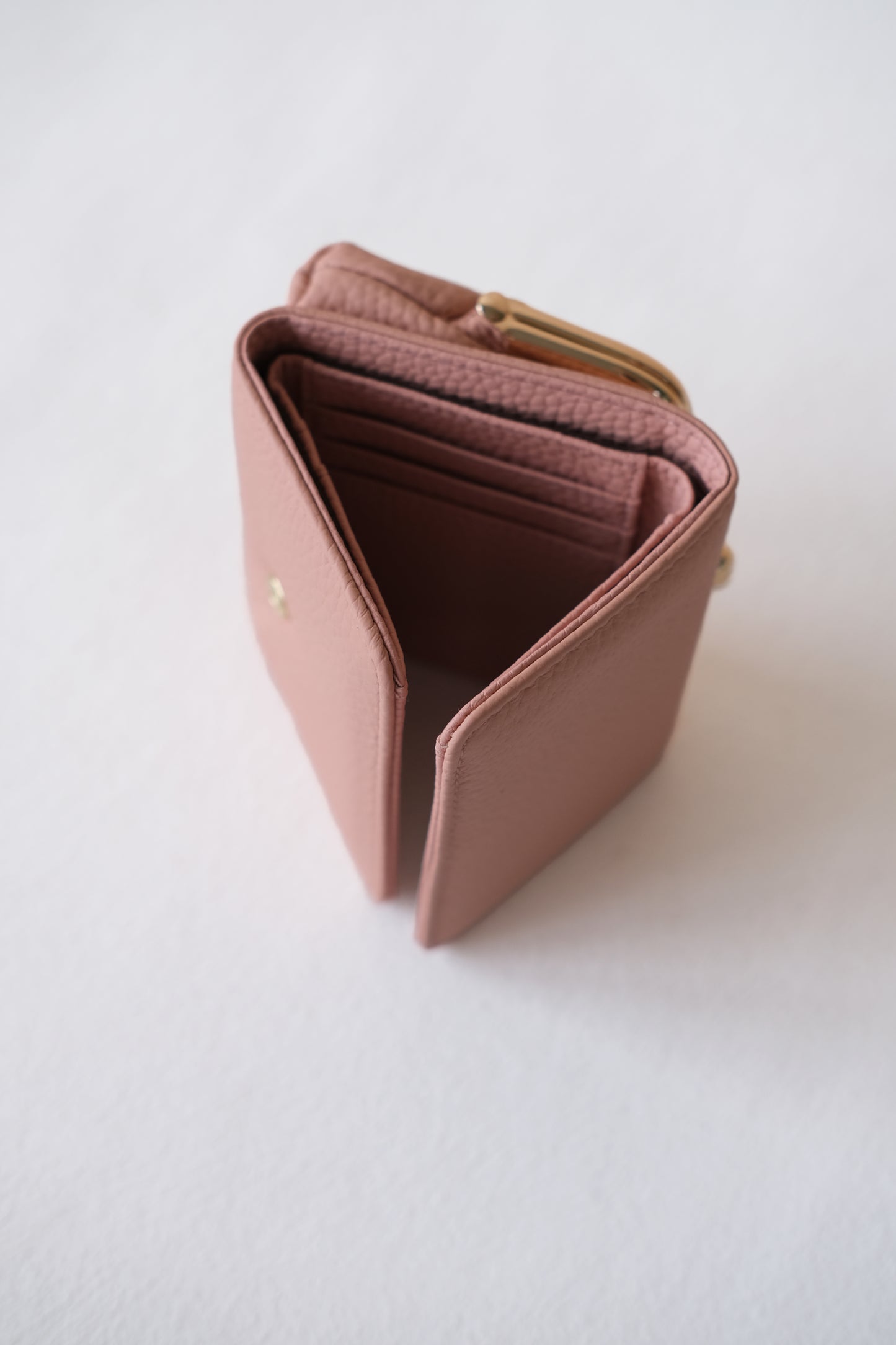 Signature Metal-Clasp Compact Wallet - Pink