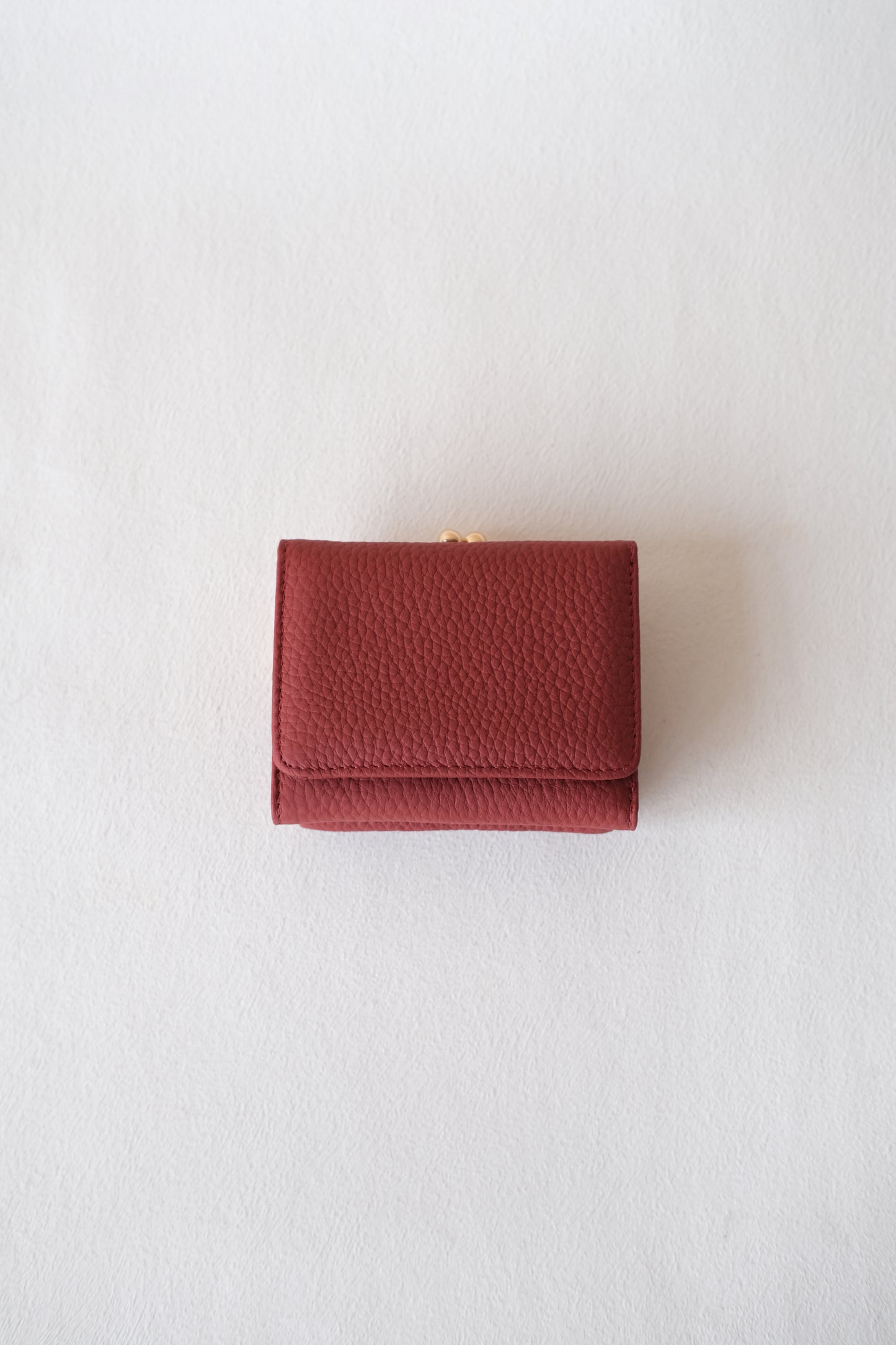 Signature Metal-Clasp Compact Wallet - Wine Red