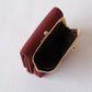 Signature Metal-Clasp Compact Wallet - Wine Red