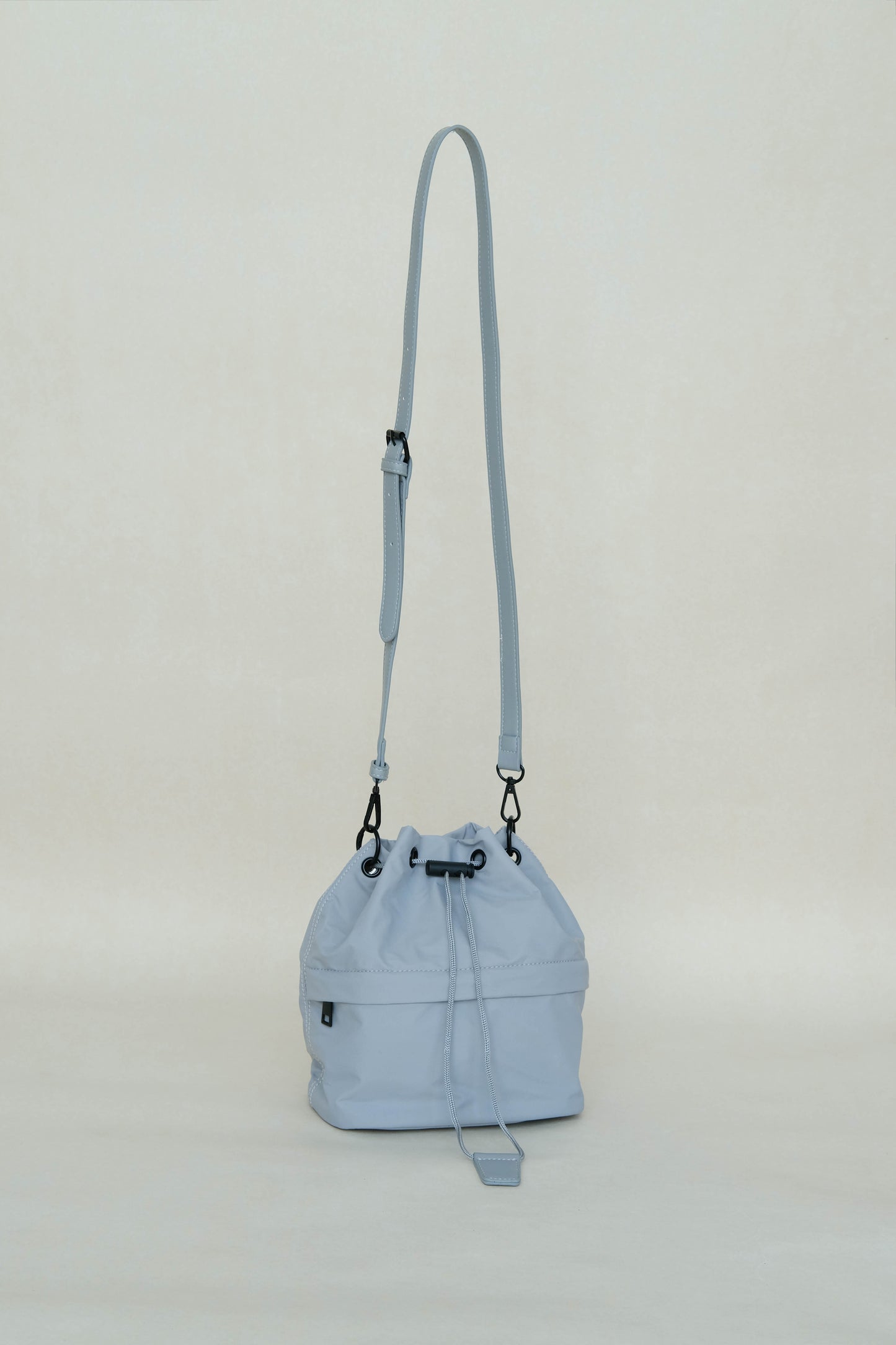 Japanese nylon bucket shoulder bag in grey blue
