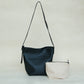 Large-Capacity Lychee Texture Shoulder/Crossbody Set In Classic Black