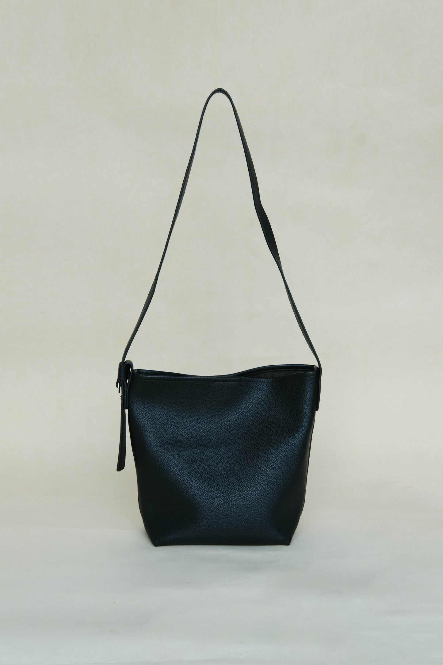 Large-Capacity Lychee Texture Shoulder/Crossbody Set In Classic Black