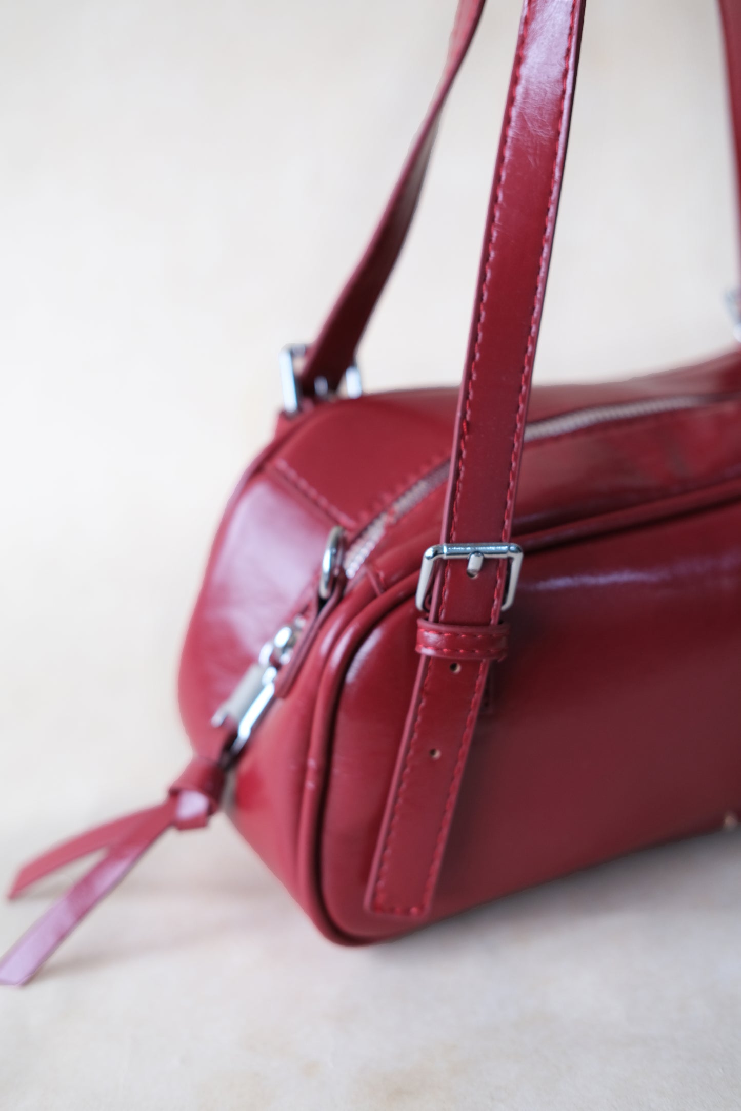 Vintage Baguette Shoulder Bag - Red