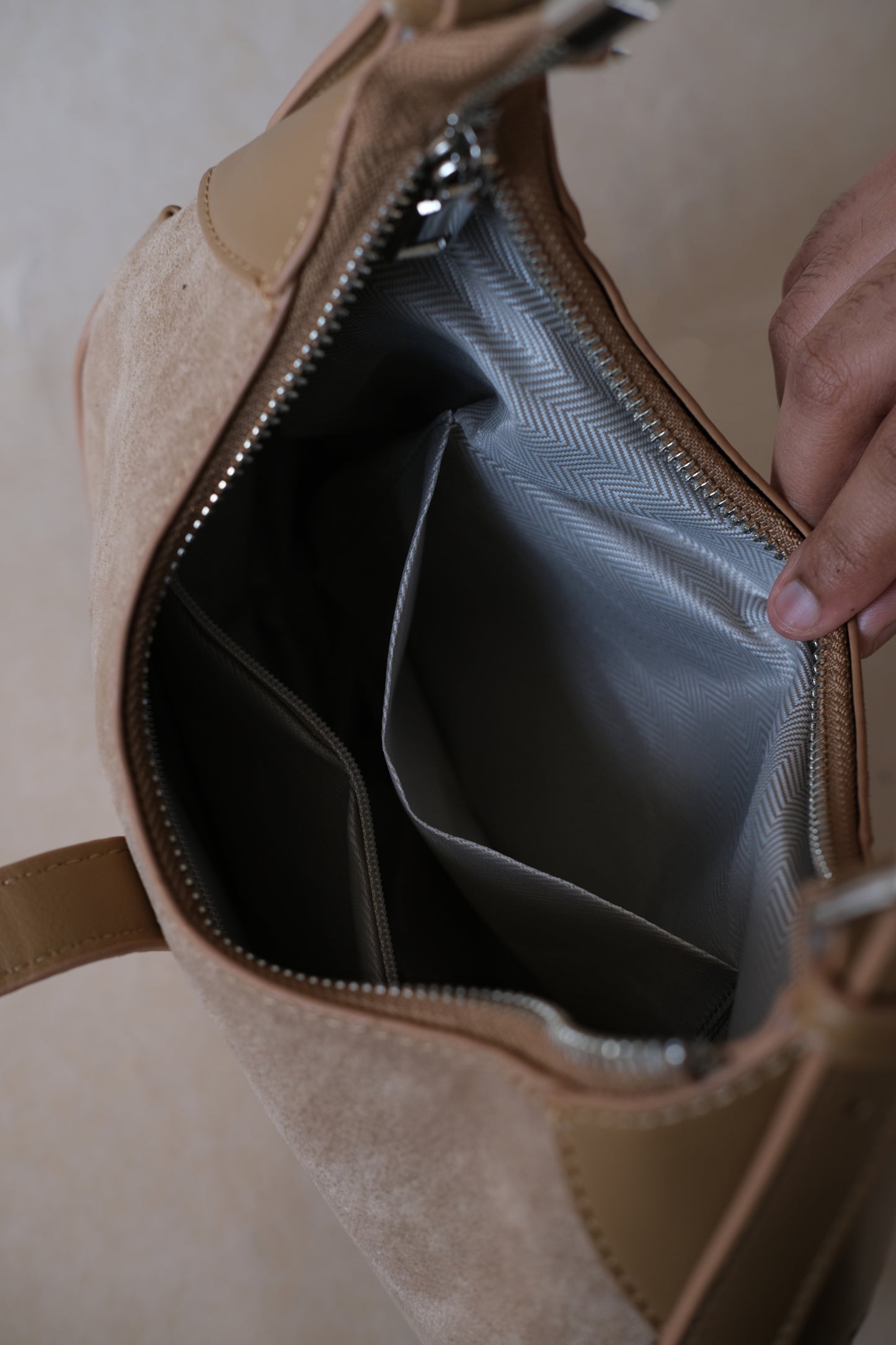 Classic Velvet Saddle Handbag - Khaki