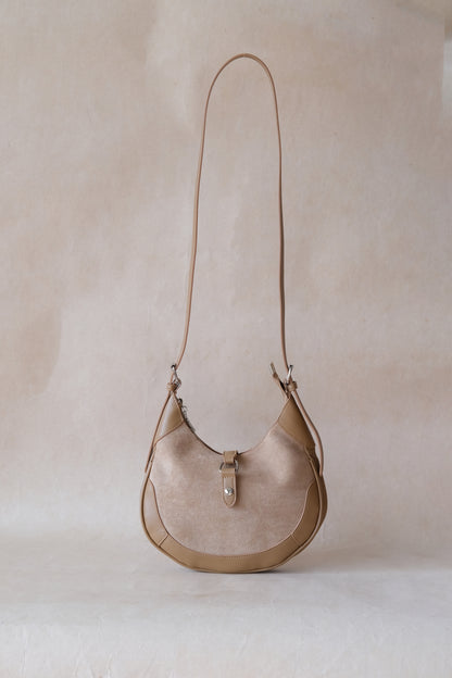 Classic Velvet Saddle Handbag - Khaki