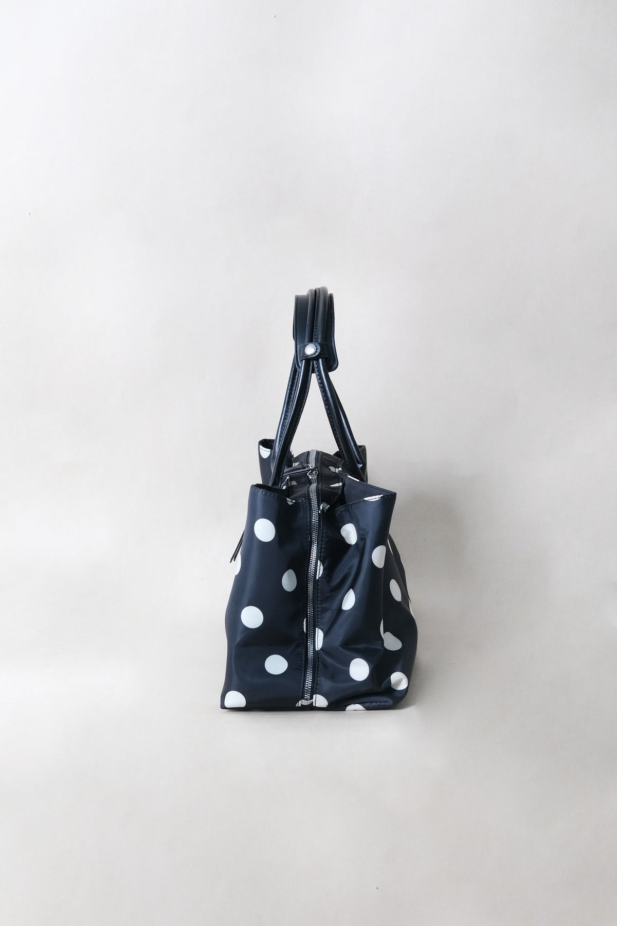 Classic Flow Vegan Leather Tote - Black + polkadots