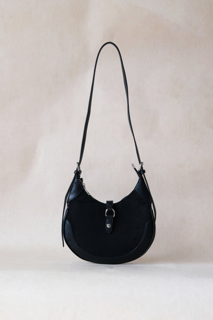 Classic Velvet Saddle Handbag - Classic Black