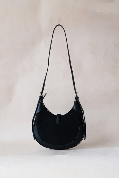 Classic Velvet Saddle Handbag - Classic Black