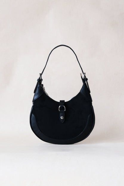Classic Velvet Saddle Handbag - Classic Black