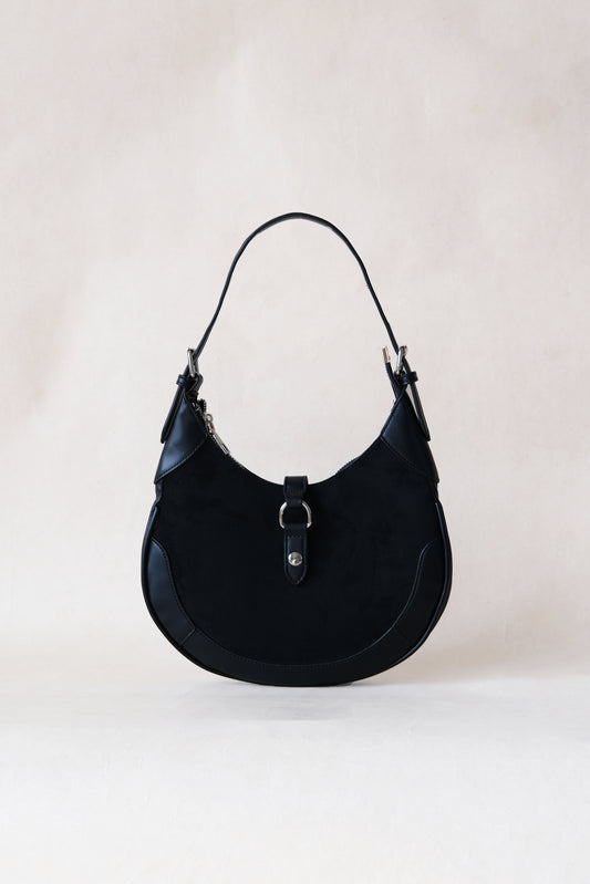 Classic Velvet Saddle Handbag - Classic Black