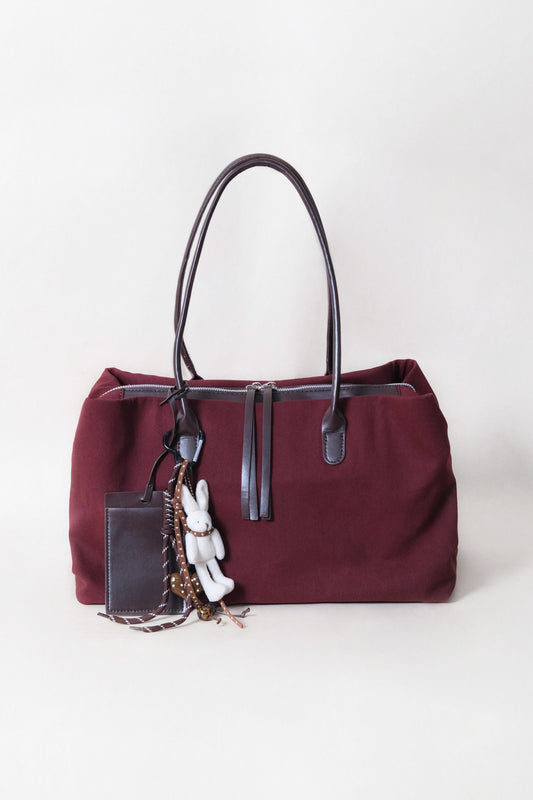 Classic Flow Everyday Canvas Tote - Wine Red (With Charm)