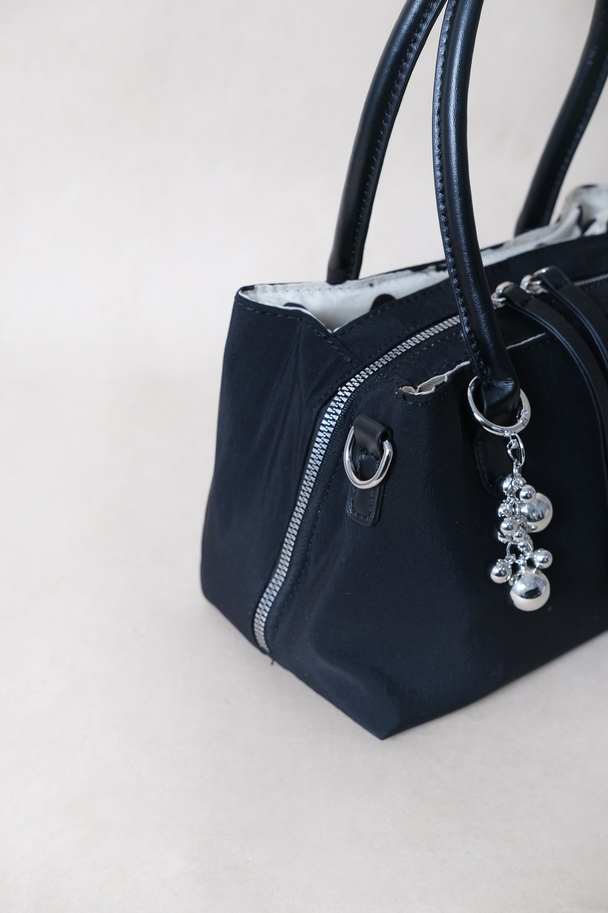 Mini Classic Flow Vegan Leather Tote - Black + Polkadots