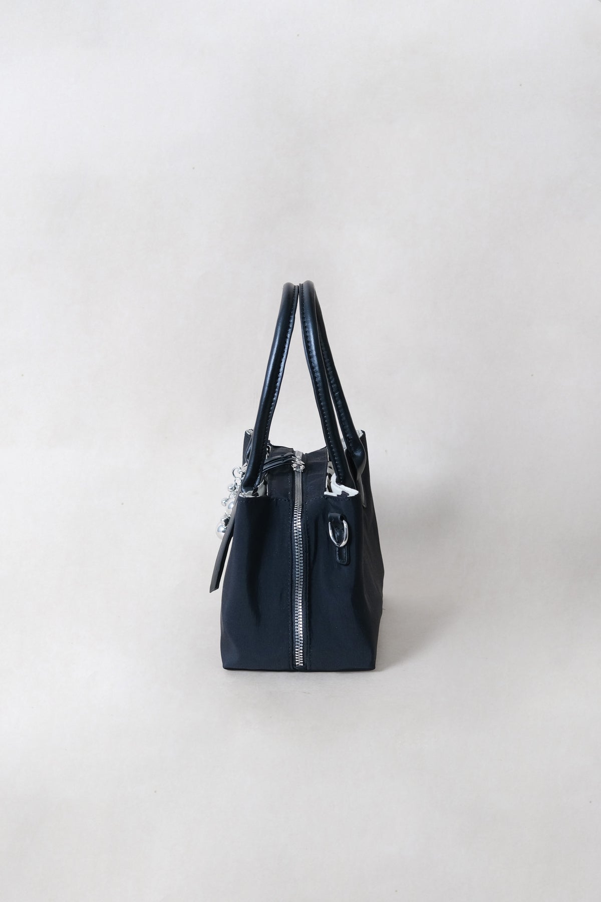 Mini Classic Flow Vegan Leather Tote - Black + Polkadots