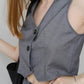 French V-Neck Vest In Grey