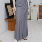 French High-Waisted Skirt Slit In Grey