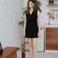 [SAMPLE RELEASE] French V-Neck Cotton Linen Sleeveless Dress Classic Black