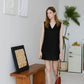 [SAMPLE RELEASE] French V-Neck Cotton Linen Sleeveless Dress Classic Black