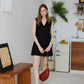 [SAMPLE RELEASE] French V-Neck Cotton Linen Sleeveless Dress Classic Black