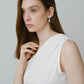 French Slim-Fit Elegant One-Shoulder Dress In Cream White
