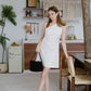 French Slim-Fit Elegant One-Shoulder Dress In Cream White
