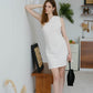 French Slim-Fit Elegant One-Shoulder Dress In Cream White
