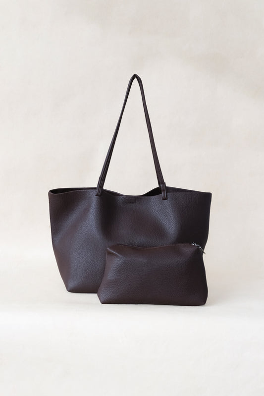 Ara Luxe Shoulder Tote - Coffee
