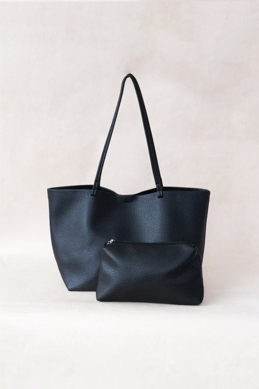 Ara Luxe Shoulder Tote - Classic Black