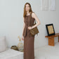 [2pcs Suit] for French High-End Sleeveless Vest + Pencil Skirt In Dark Brown