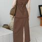[2pcs Suit] for French High-End Sleeveless Vest + Pencil Skirt In Dark Brown