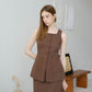 [2pcs Suit] for French High-End Sleeveless Vest + Pencil Skirt In Dark Brown