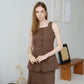 [2pcs Suit] for French High-End Sleeveless Vest + Pencil Skirt In Dark Brown