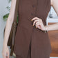 [2pcs Suit] for French High-End Sleeveless Vest + Pencil Skirt In Dark Brown