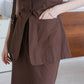 [2pcs Suit] for French High-End Sleeveless Vest + Pencil Skirt In Dark Brown