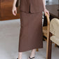 French High-End Pencil Skirt In Dark Brown