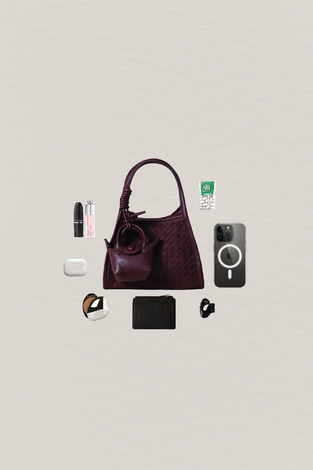 Artisan Grace Basket Bag - Wine Red