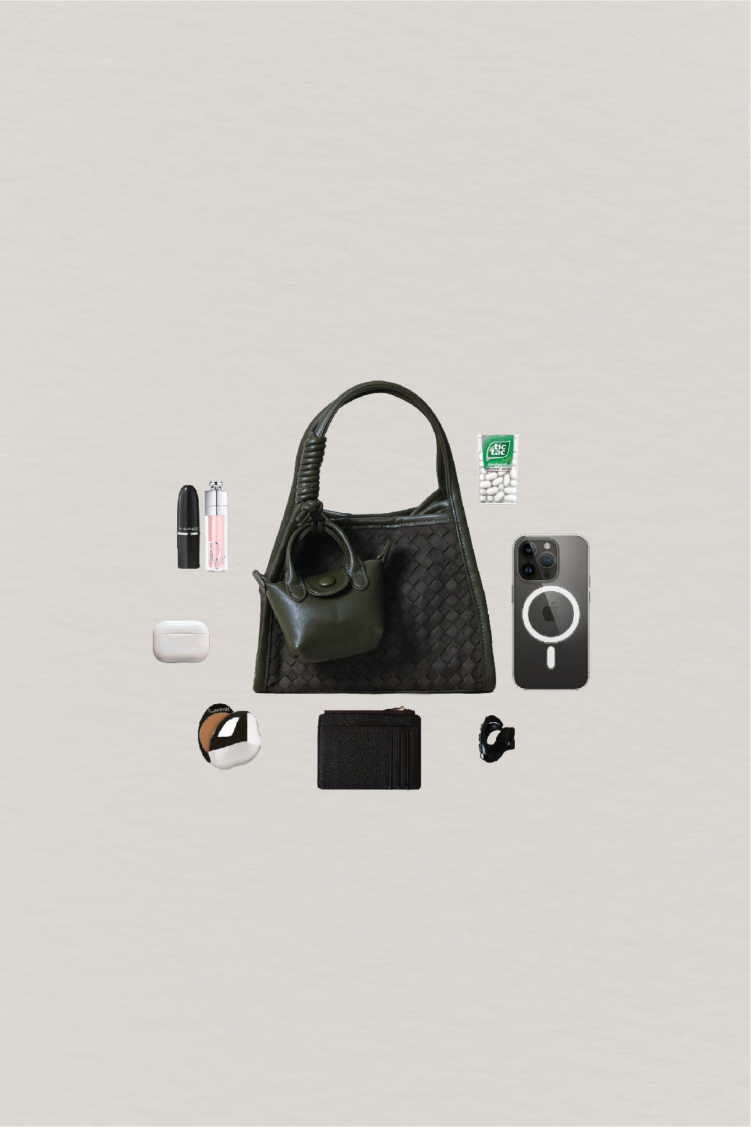 Artisan Grace Basket Bag - Olive Green