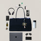 Classic Flow Nylon Tote - Black Purple (With Charm)