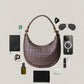 Artisan Elegance Crescent Bag - Mocha Mousse