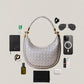 Artisan Elegance Crescent Bag - White Sand