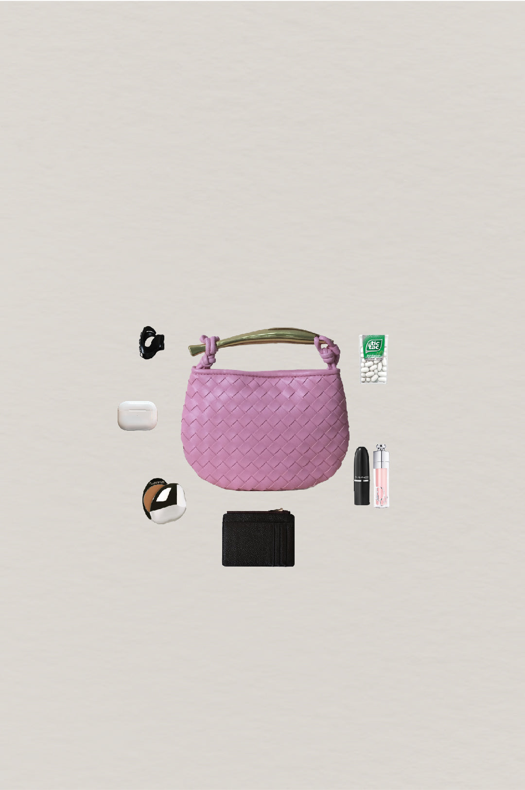 Mini Artisan Classic Dumpling Bag - Ribbon Pink