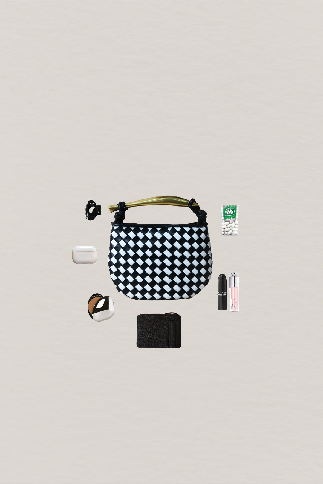 Mini Artisan Classic Dumpling Bag - Black And White