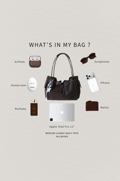 Medium Classic Daily Tote - Coffee (With Charm)