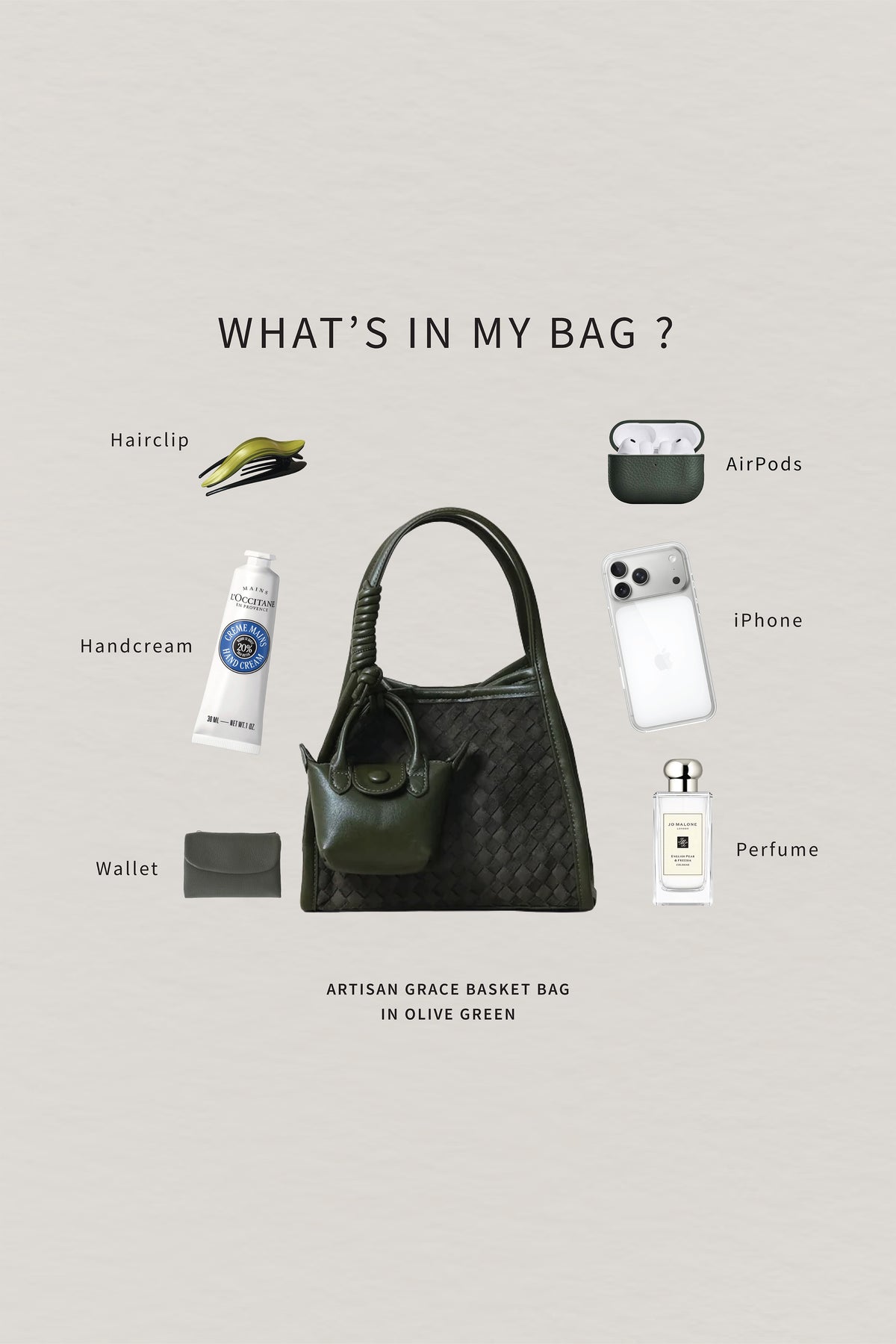 Artisan Grace Basket Bag - Olive Green