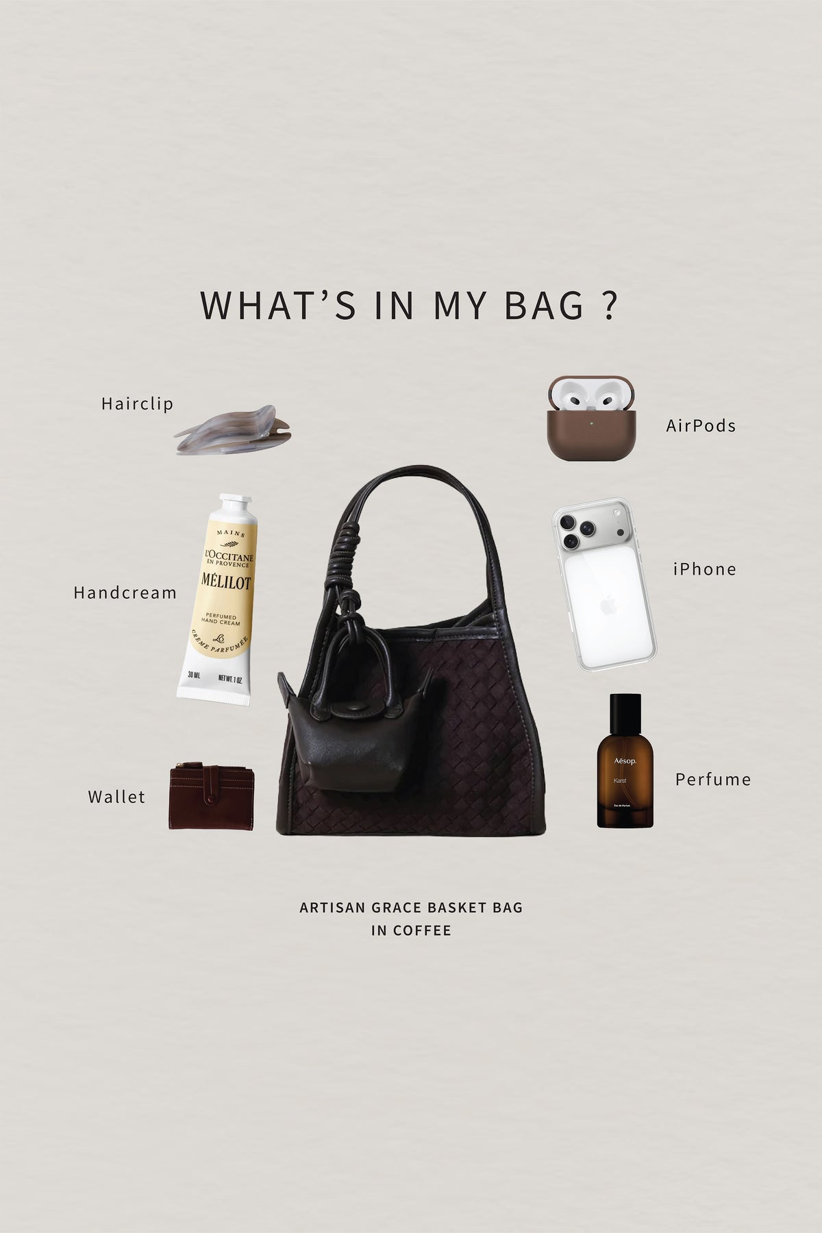 Artisan Grace Basket Bag - Coffee