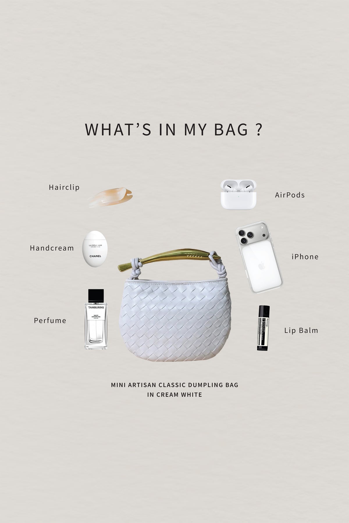Mini Artisan Classic Dumpling Bag - Cream White